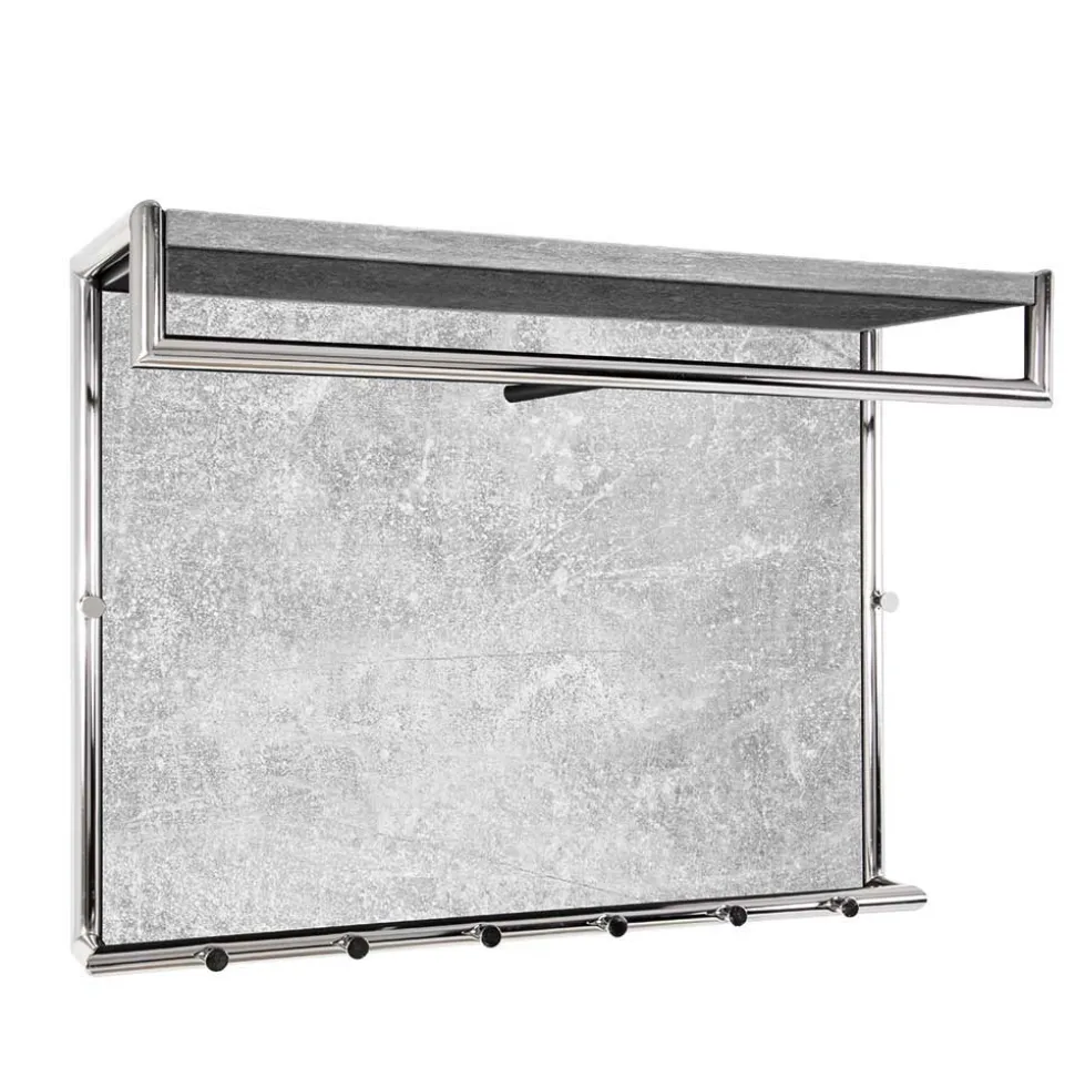 Beton Dekor Wandgarderobe Janana mit Metall verchromt