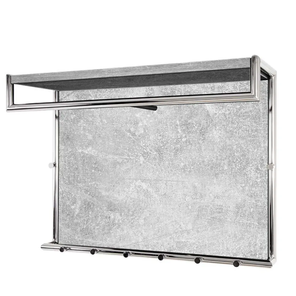 Beton Dekor Wandgarderobe Janana mit Metall verchromt