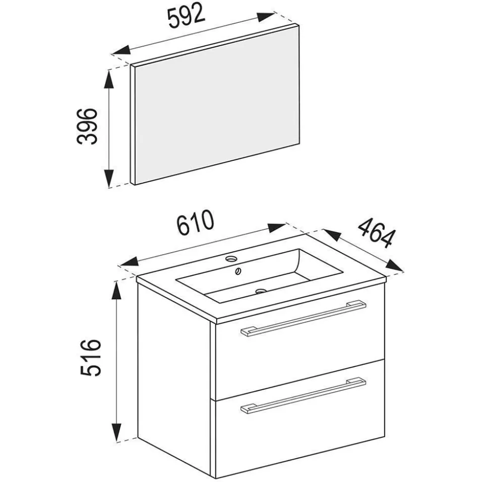 Betonoptik Badezimmermöbel Set - Salvadore (vierteilig)