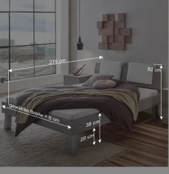 Betonoptik Bett & Nachtkommoden - Greyna (dreiteilig)