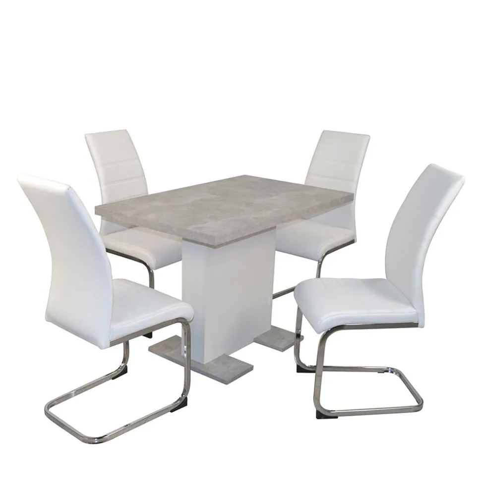 Betonoptik Säulentisch & Freischwinger - Gates (fünfteilig)