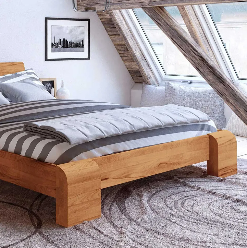 Bett Alcarizora aus Kernbuche Massivholz