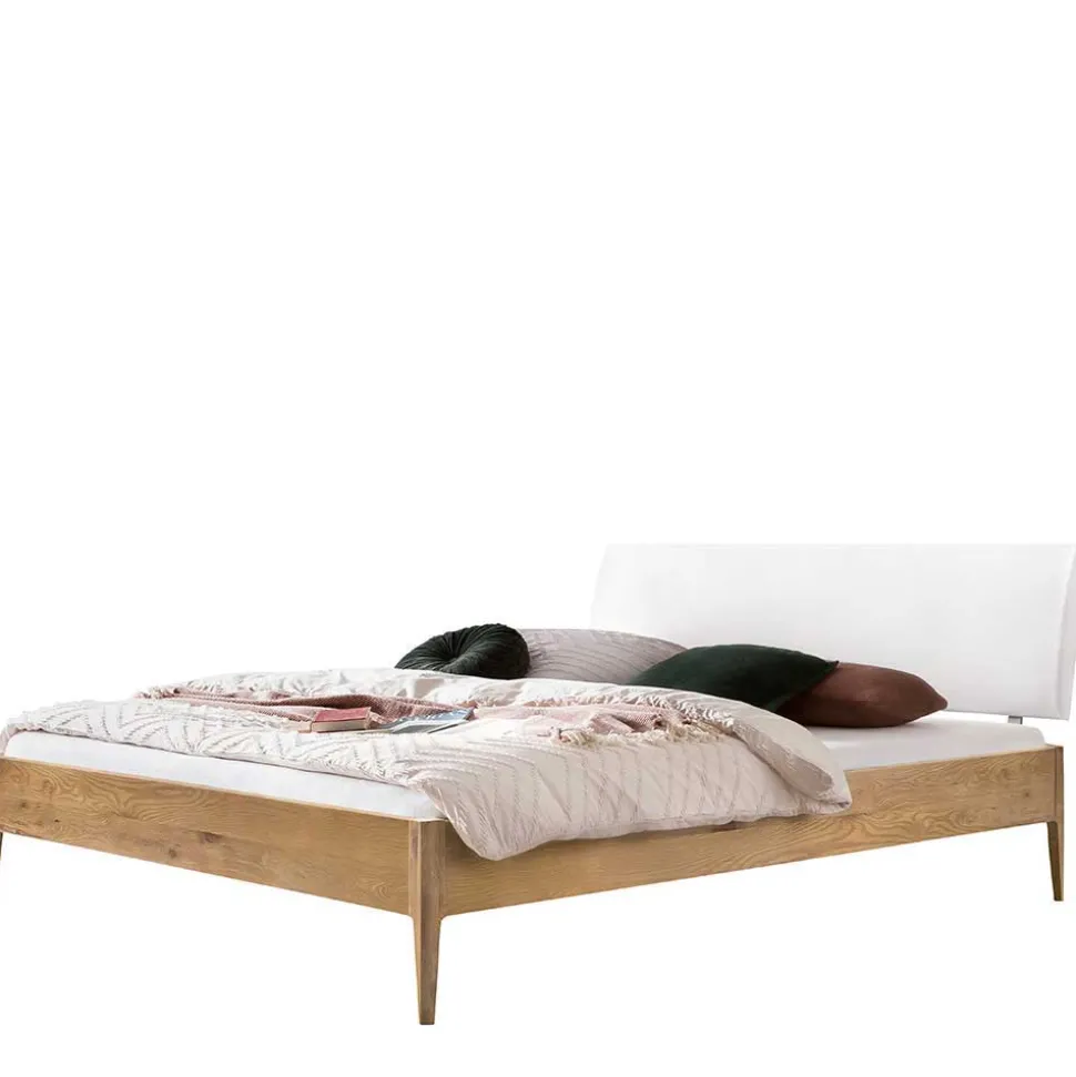 Bett aus Wildeiche Holz & Kunstleder - Vinessia