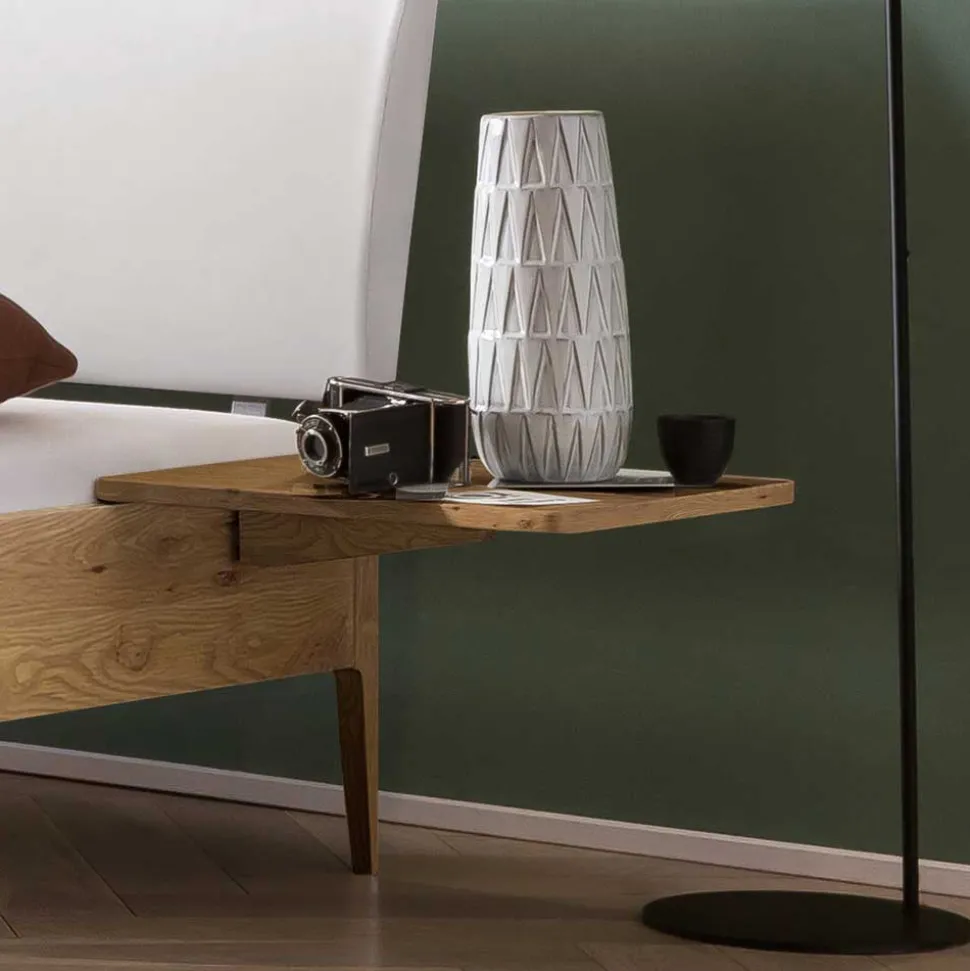 Bett aus Wildeiche Holz & Kunstleder - Vinessia