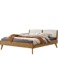 Bett aus Wildeiche mit Kunstleder - Cubus