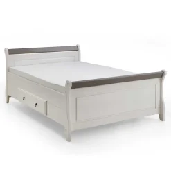 Bett Caneon in Weiß Grau