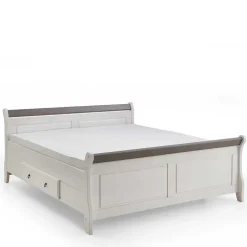 Bett Caneon in Weiß Grau