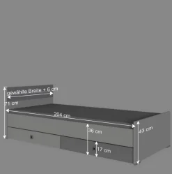 Bett in Weiß & Lichtgrau Beton Optik - Orsidio