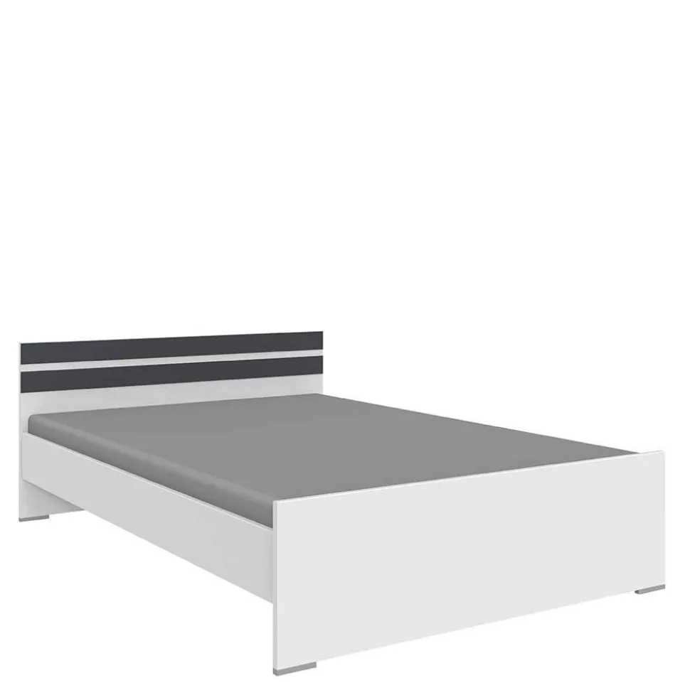Bett in Weiß mit Dunkelgrau - Tamba