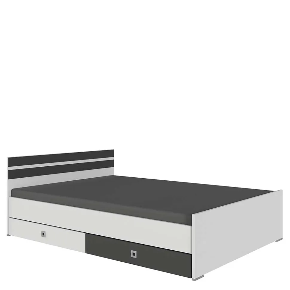 Bett in Weiß mit Dunkelgrau - Tamba