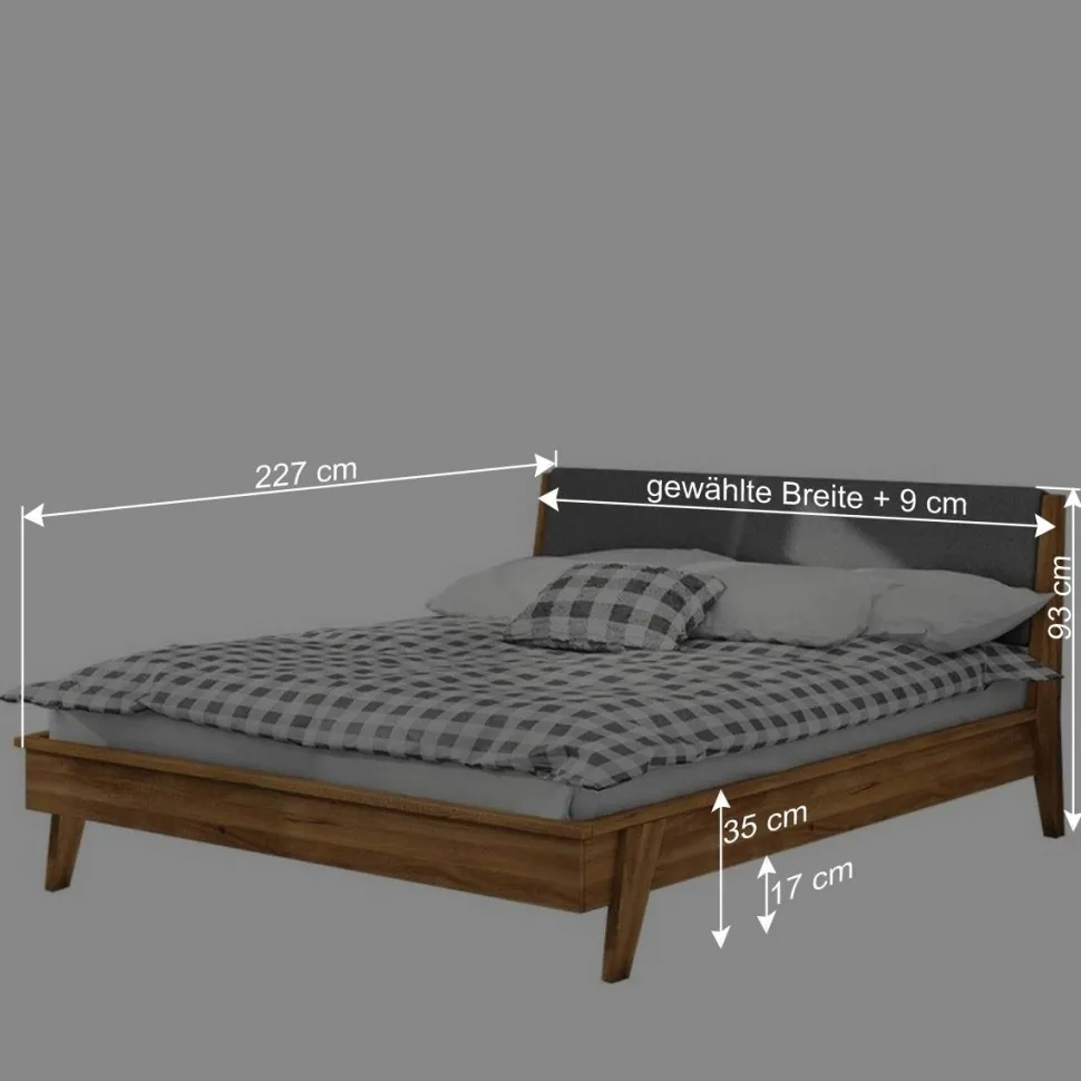 Bett mit 210cm Länge aus Wildeiche - Hardus