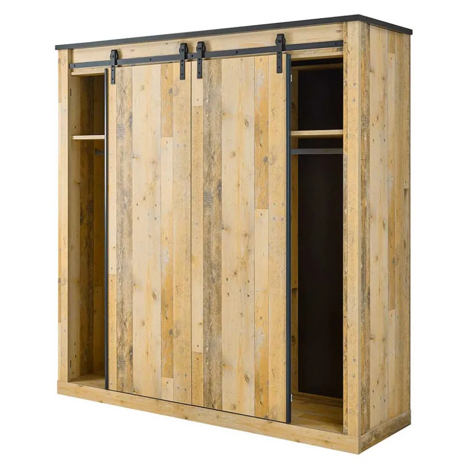 Bett mit Nachtkonsolen & Schrank - Naiavio (vierteilig)