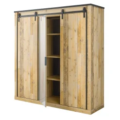 Bett mit Nachtkonsolen & Schrank - Naiavio (vierteilig)