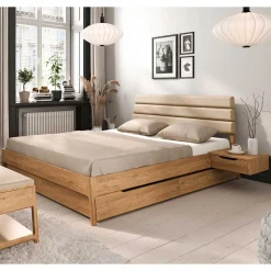 Bett mit Nachtkonsolen aus Wildeiche - Grenadys (dreiteilig)