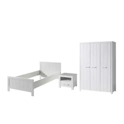 Bett und Nachtkommode und Schrank Set - Ellen