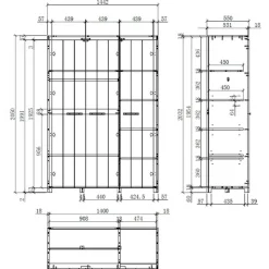 Bett und Nachtkommode und Schrank Set - Ellen