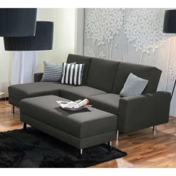 Bettfunktion Ecksofa in Anthrazit mit Chrom - Heavy (zweiteilig)