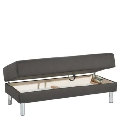 Bettfunktion Ecksofa in Anthrazit mit Chrom - Heavy (zweiteilig)