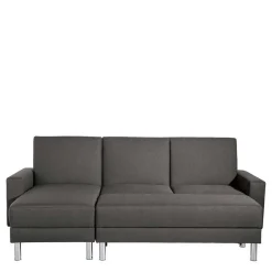 Bettfunktion Ecksofa in Anthrazit mit Chrom - Heavy (zweiteilig)