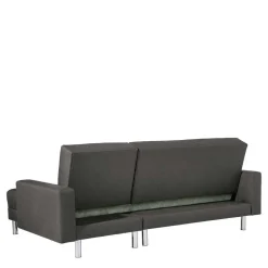 Bettfunktion Ecksofa in Anthrazit mit Chrom - Heavy (zweiteilig)