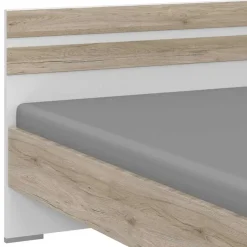 Bettgestell in Eiche San Remo Dekor & Weiß - Abrud