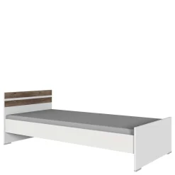 Bettgestell in Holz verwittert Eiche Dekor - Liesca