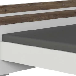 Bettgestell in Holz verwittert Eiche Dekor - Liesca