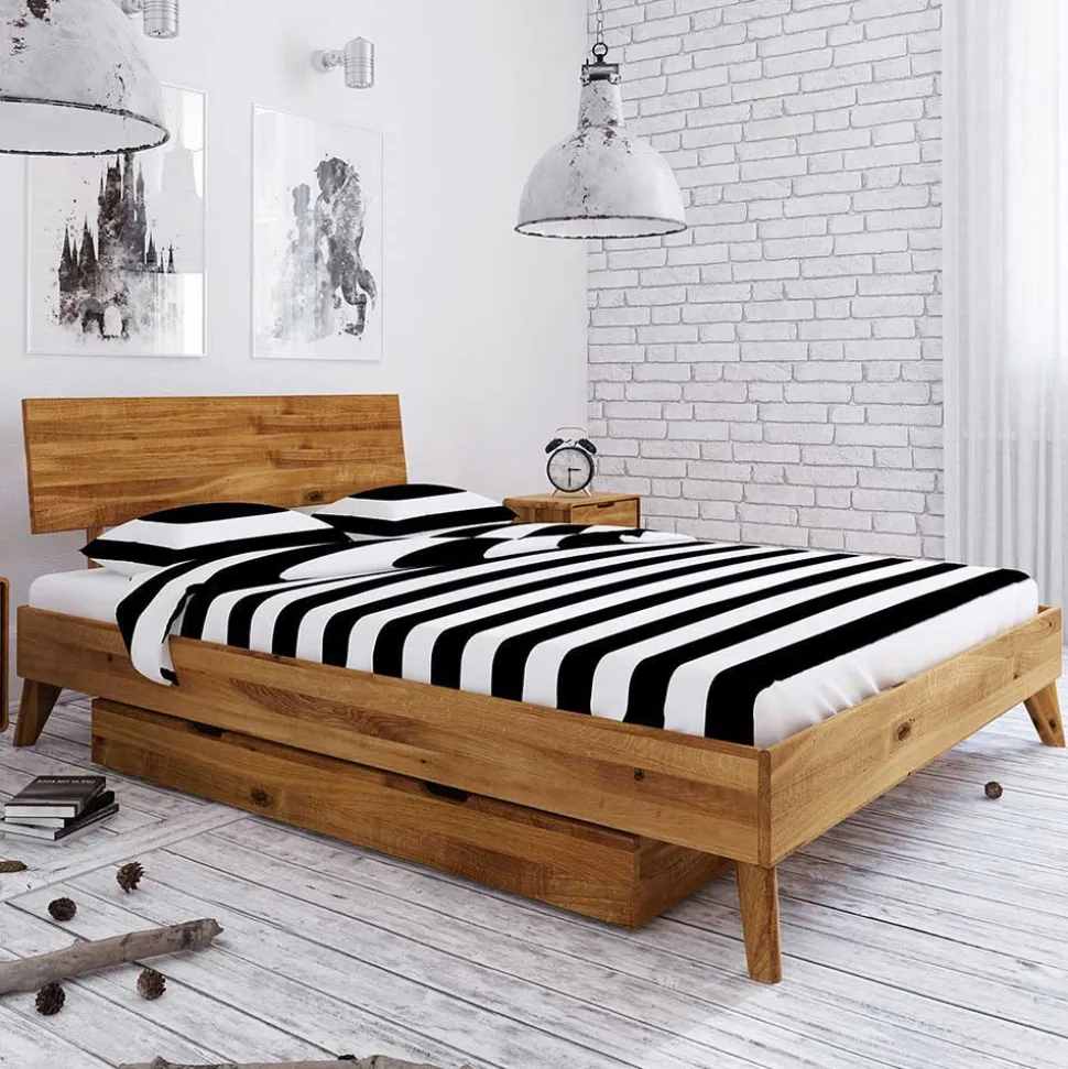 Bettkasten Einzelbett aus Wildeiche Holz - Eavy II