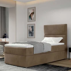 Bettkasten Polsterbett in Hellbraun Samt - Adakras