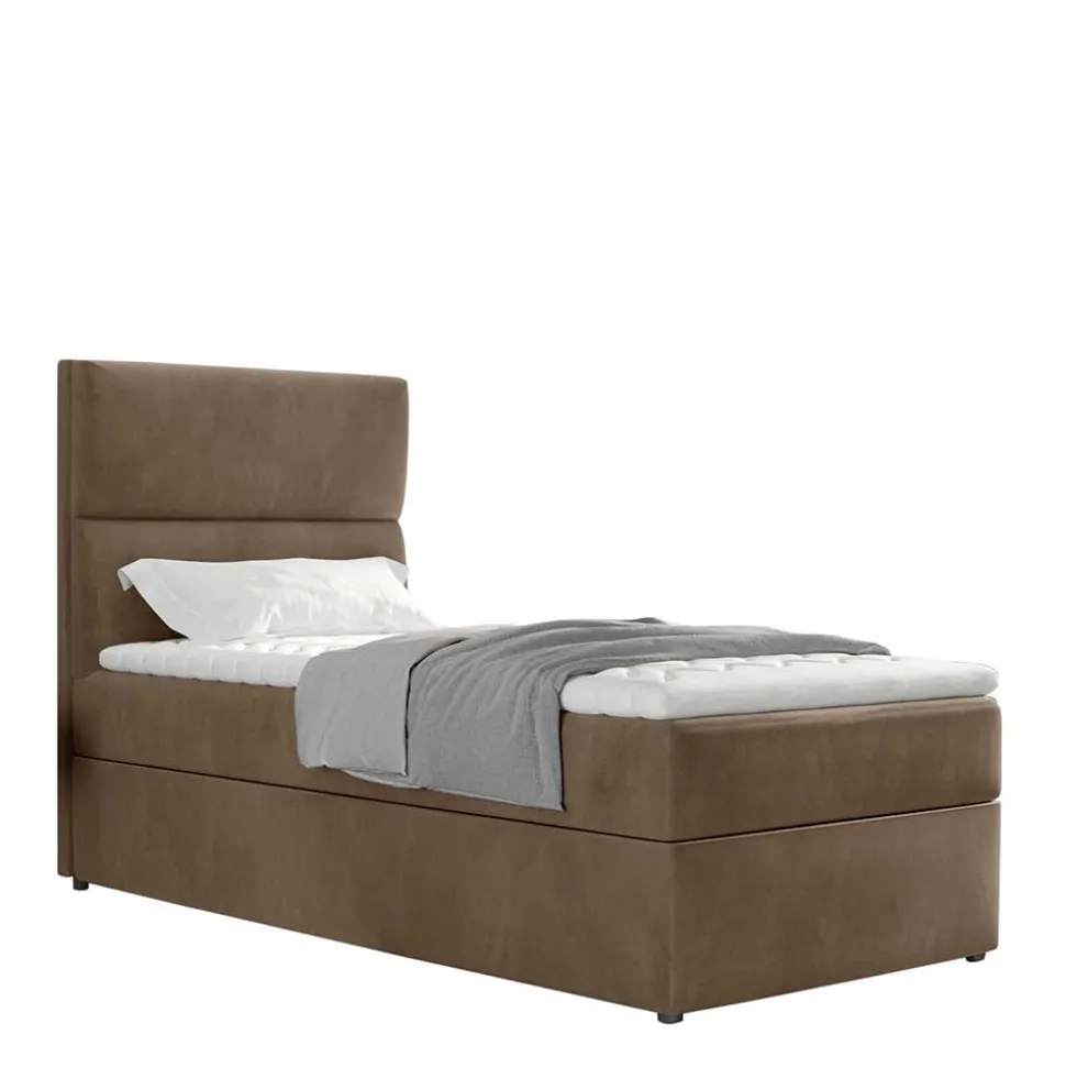Bettkasten Polsterbett in Hellbraun Samt - Adakras