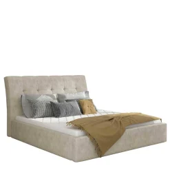 Bettkasten Polsterbett in Cremeweiß - Floriva