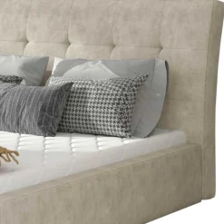 Bettkasten Polsterbett in Cremeweiß - Floriva