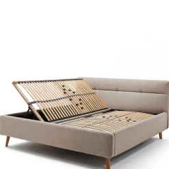 Bettkasten Polsterbett in Beige & Eiche - Stroy