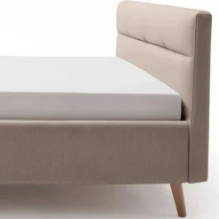 Bettkasten Polsterbett in Beige & Eiche - Stroy