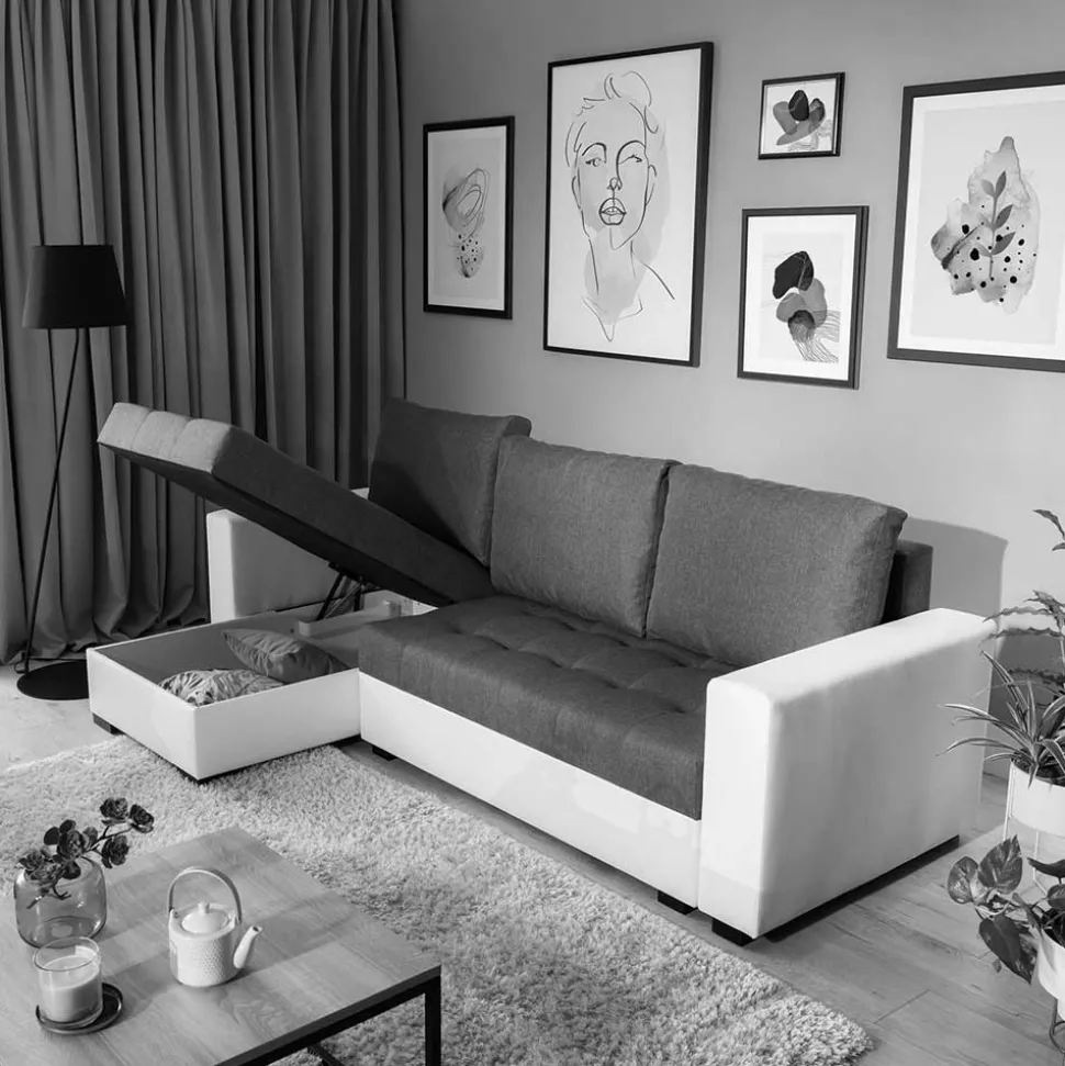 Bettsofa in Schwarzbraun Stoffbezug - Zyret