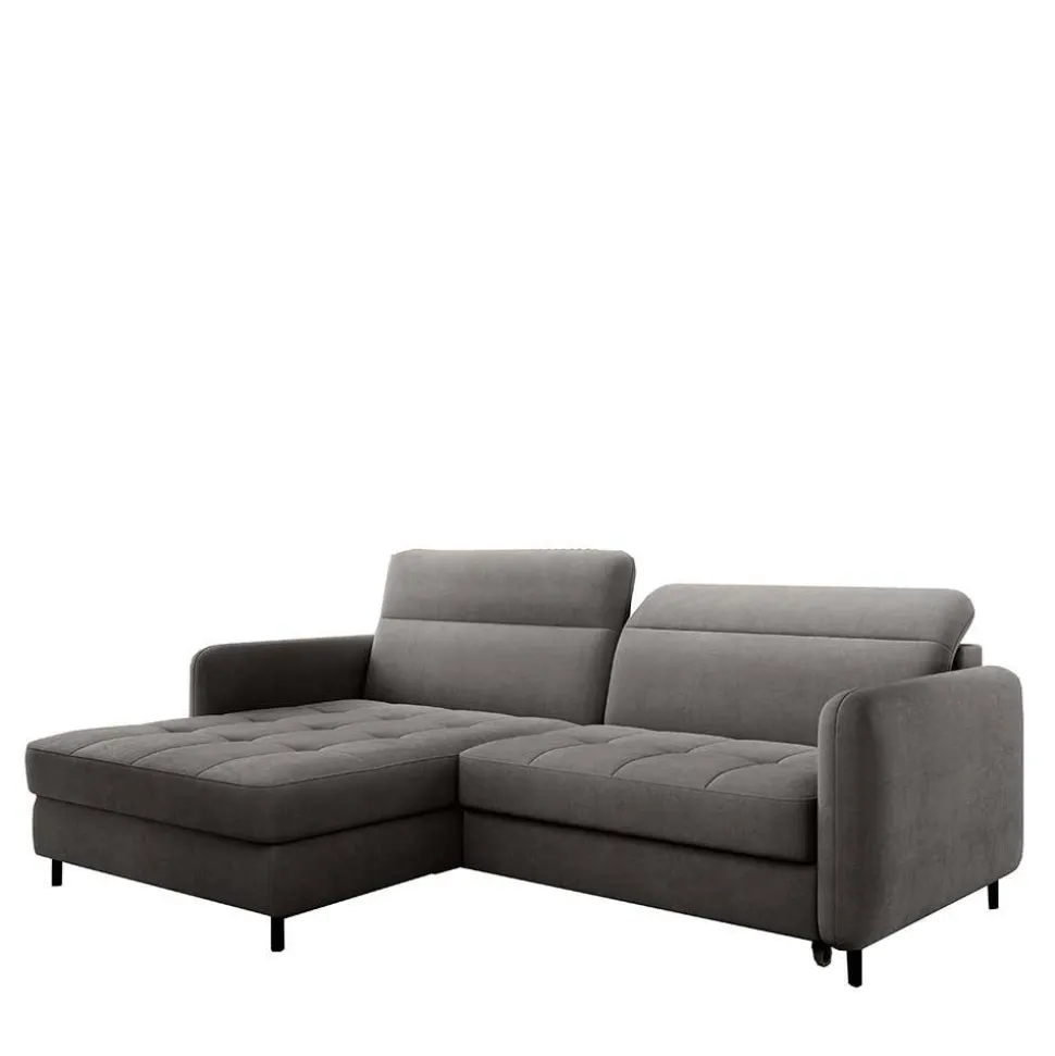 Bettsofa L-Couch in Grau Samtbezug - Lionel