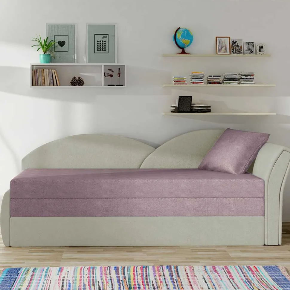 Bettsofa Recamiere in Altrosa und Hellgrau - Loreo