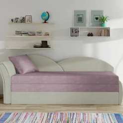 Bettsofa Recamiere in Altrosa und Hellgrau - Loreo