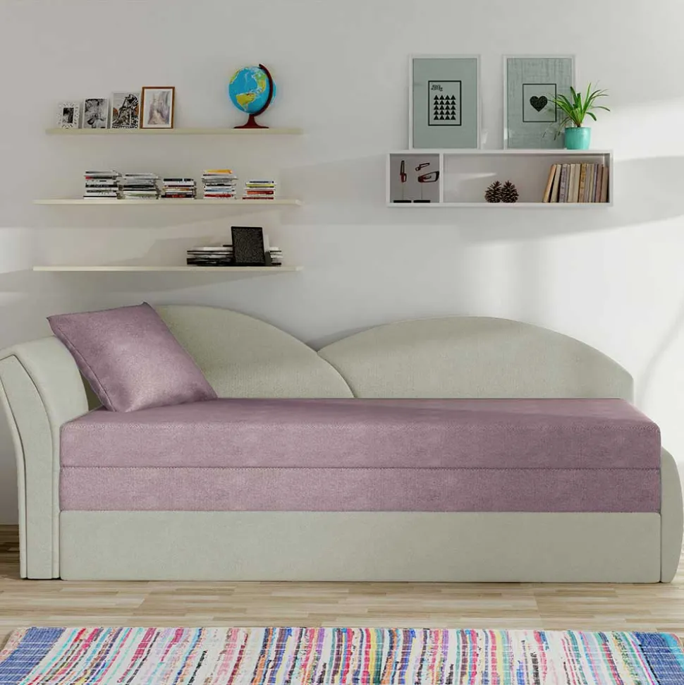 Bettsofa Recamiere in Altrosa und Hellgrau - Loreo