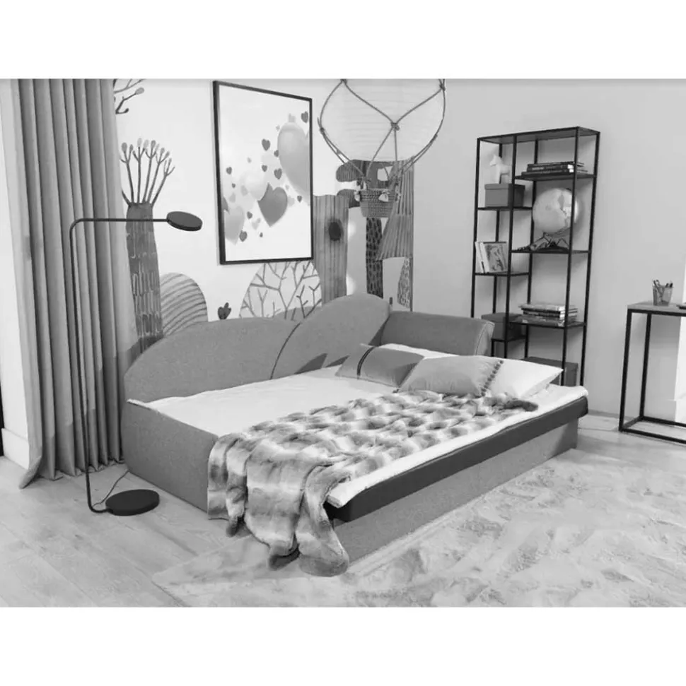 Bettsofa Recamiere in Altrosa und Hellgrau - Loreo