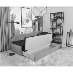 Bettsofa Recamiere in Altrosa und Hellgrau - Loreo