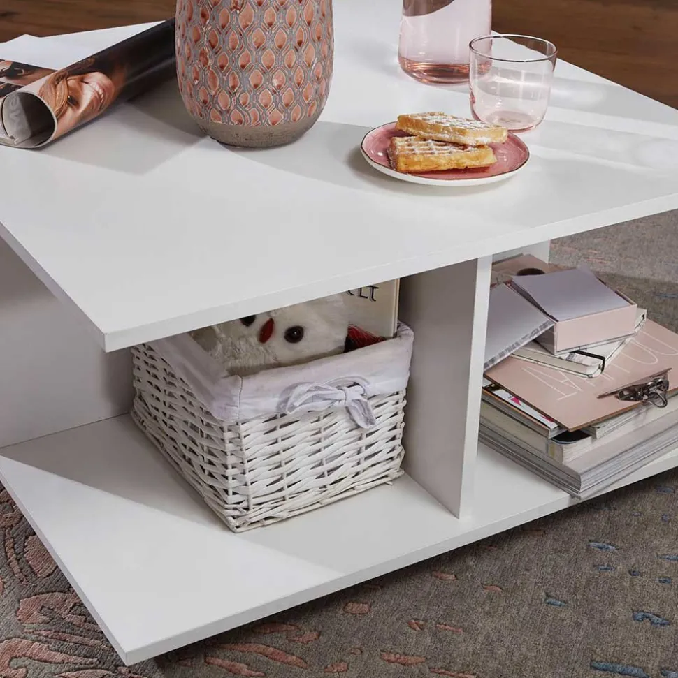 Beweglicher Wohnzimmer Couchtisch in Weiß - Kyras