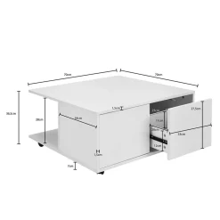 Beweglicher Wohnzimmer Couchtisch in Weiß - Kyras