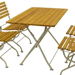 Biergarten Gartengarnitur aus Robinie & Stahl - Haita (fünfteilig)