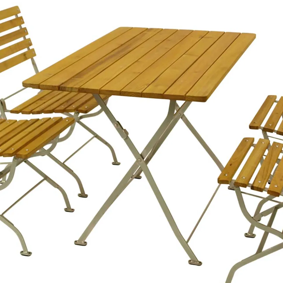 Biergarten Gartengarnitur aus Robinie & Stahl - Haita (fünfteilig)