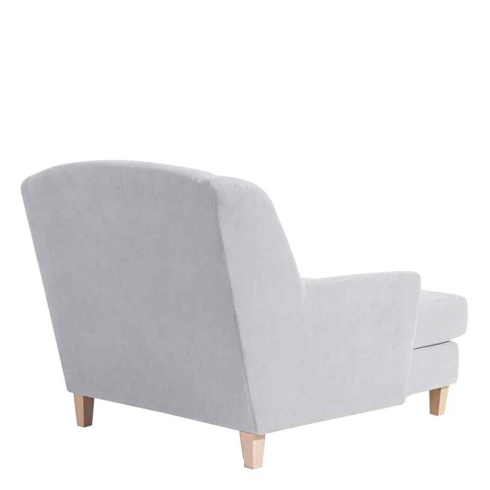 Big Wohnzimmersessel in Silbergrau Velours - Ortomola