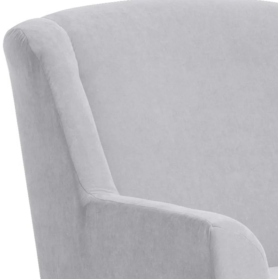 Big Wohnzimmersessel in Silbergrau Velours - Ortomola