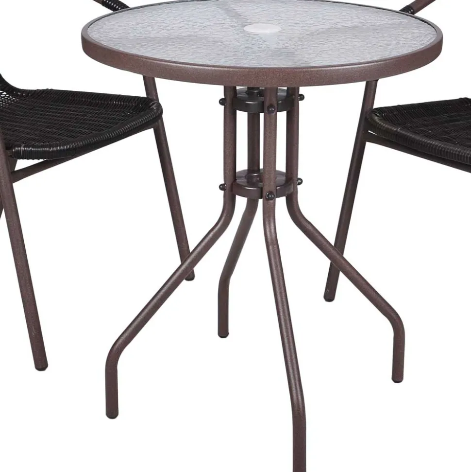 Bistro Sitzgruppe mit Glastisch - Justina (dreiteilig)