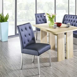 Blaue Polsterbank & Stühle mit Tisch - Lumbia (vierteilig)