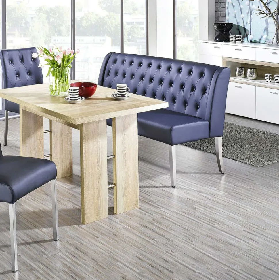 Blaue Polsterbank & Stühle mit Tisch - Lumbia (vierteilig)